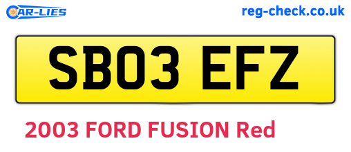 SB03EFZ are the vehicle registration plates.
