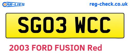 SG03WCC are the vehicle registration plates.