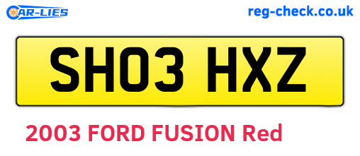 SH03HXZ are the vehicle registration plates.
