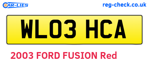 WL03HCA are the vehicle registration plates.
