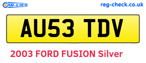 AU53TDV are the vehicle registration plates.