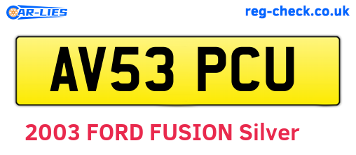 AV53PCU are the vehicle registration plates.