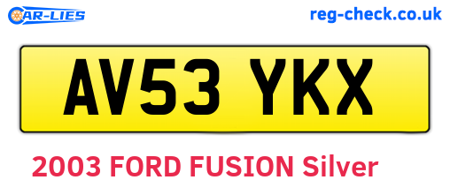 AV53YKX are the vehicle registration plates.