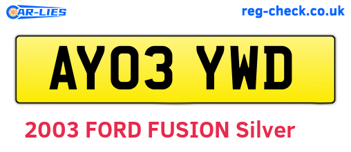 AY03YWD are the vehicle registration plates.