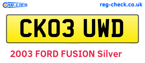 CK03UWD are the vehicle registration plates.