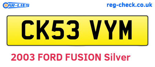 CK53VYM are the vehicle registration plates.