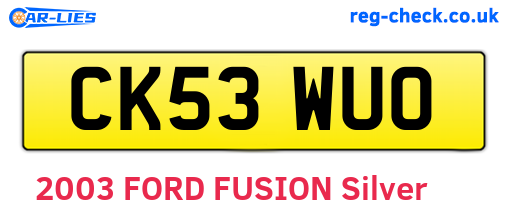 CK53WUO are the vehicle registration plates.