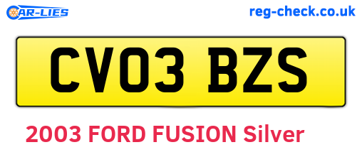 CV03BZS are the vehicle registration plates.