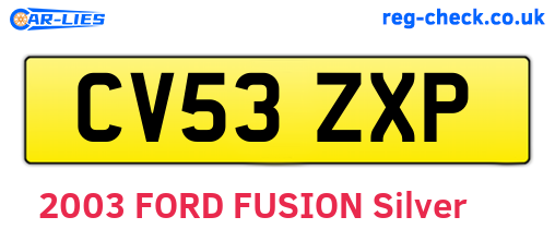 CV53ZXP are the vehicle registration plates.
