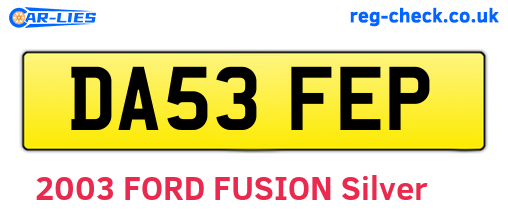 DA53FEP are the vehicle registration plates.