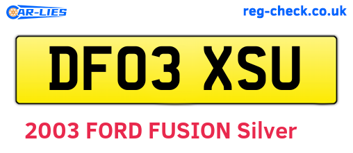 DF03XSU are the vehicle registration plates.