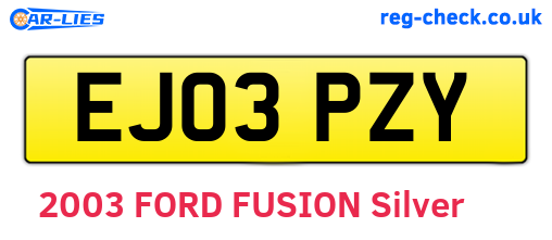 EJ03PZY are the vehicle registration plates.
