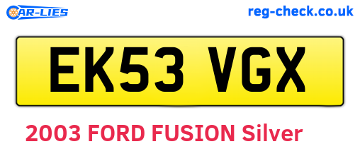 EK53VGX are the vehicle registration plates.
