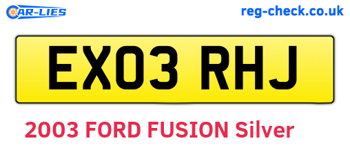 EX03RHJ are the vehicle registration plates.