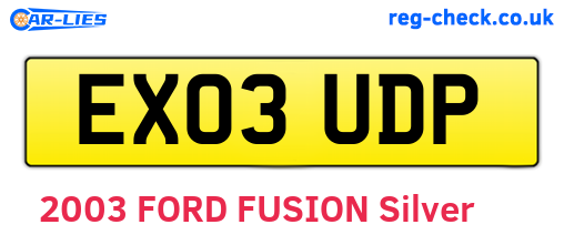 EX03UDP are the vehicle registration plates.