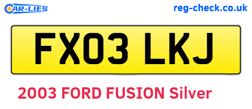FX03LKJ are the vehicle registration plates.
