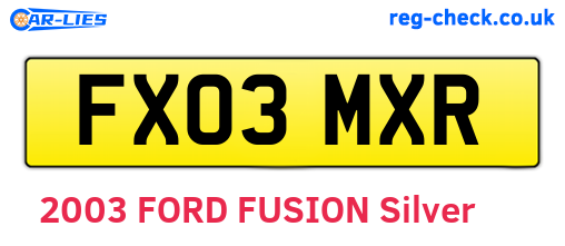 FX03MXR are the vehicle registration plates.