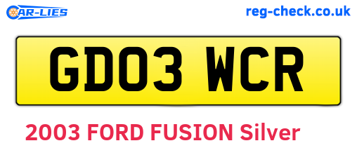 GD03WCR are the vehicle registration plates.