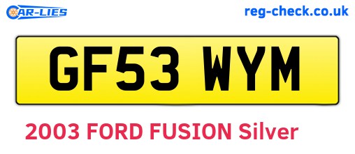 GF53WYM are the vehicle registration plates.