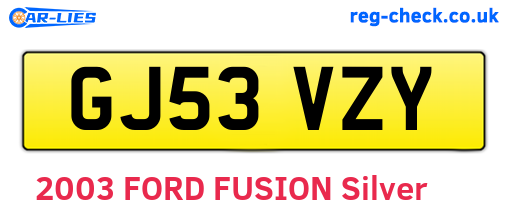 GJ53VZY are the vehicle registration plates.