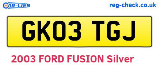 GK03TGJ are the vehicle registration plates.