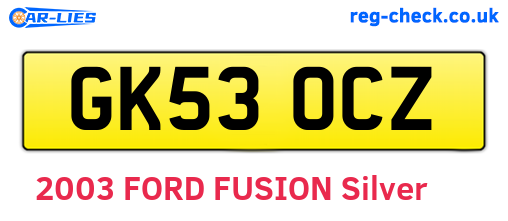 GK53OCZ are the vehicle registration plates.