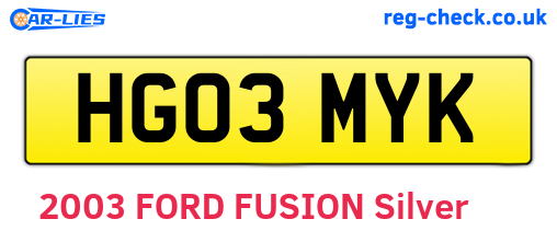 HG03MYK are the vehicle registration plates.