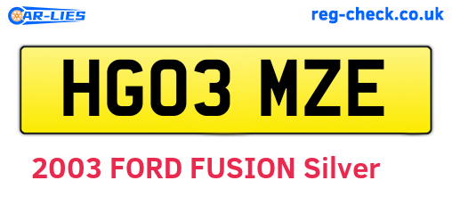 HG03MZE are the vehicle registration plates.