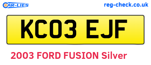 KC03EJF are the vehicle registration plates.