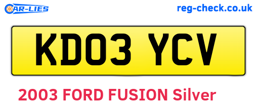 KD03YCV are the vehicle registration plates.