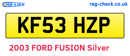 KF53HZP are the vehicle registration plates.