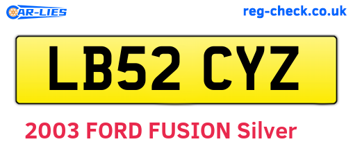 LB52CYZ are the vehicle registration plates.