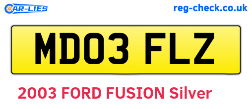 MD03FLZ are the vehicle registration plates.