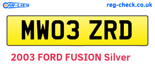 MW03ZRD are the vehicle registration plates.
