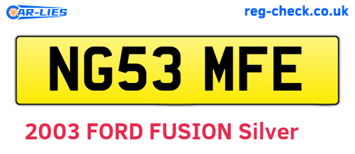 NG53MFE are the vehicle registration plates.