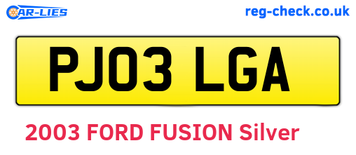 PJ03LGA are the vehicle registration plates.