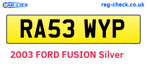RA53WYP are the vehicle registration plates.
