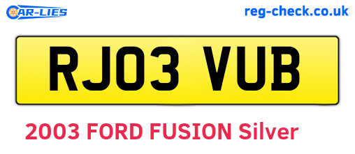 RJ03VUB are the vehicle registration plates.