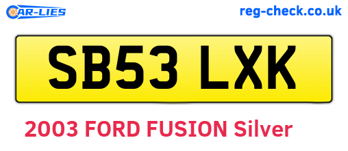 SB53LXK are the vehicle registration plates.