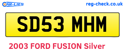 SD53MHM are the vehicle registration plates.