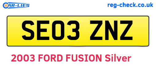 SE03ZNZ are the vehicle registration plates.