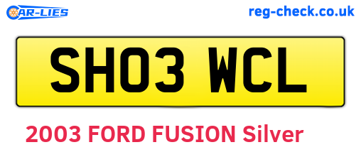 SH03WCL are the vehicle registration plates.
