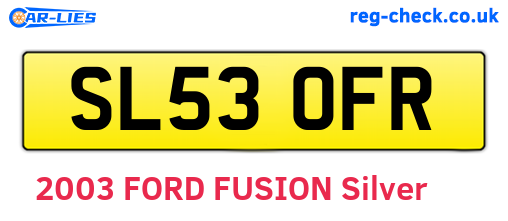 SL53OFR are the vehicle registration plates.