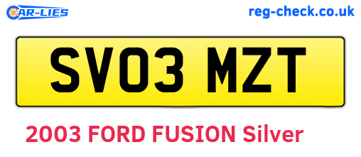 SV03MZT are the vehicle registration plates.