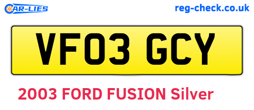 VF03GCY are the vehicle registration plates.