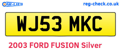 WJ53MKC are the vehicle registration plates.
