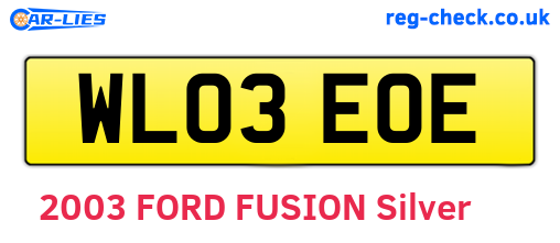 WL03EOE are the vehicle registration plates.