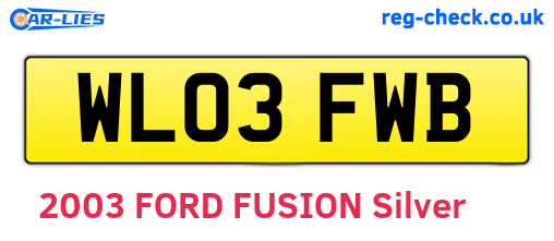 WL03FWB are the vehicle registration plates.