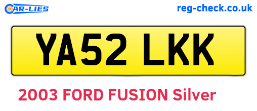 YA52LKK are the vehicle registration plates.