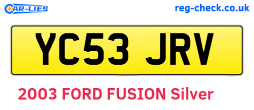 YC53JRV are the vehicle registration plates.